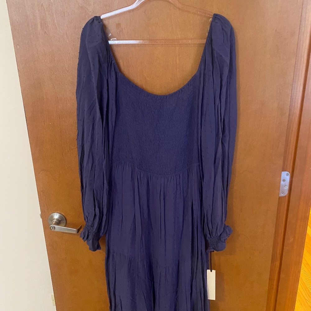 Navy Tie Back Dress 2x NWT